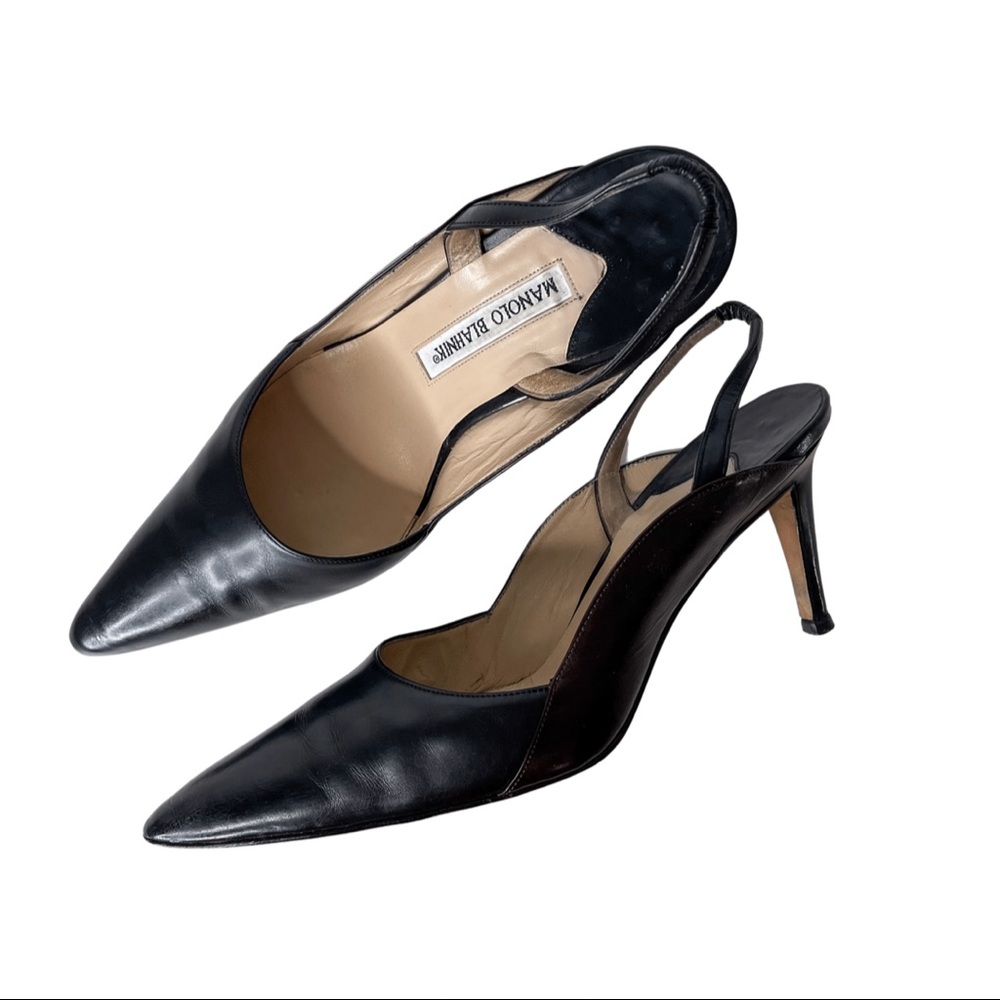Manolo Blahnik Slingback Leather Heels 37